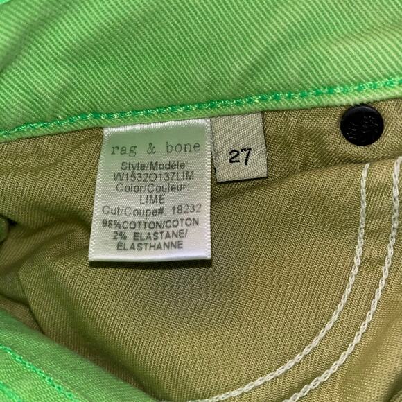 rag & bone High Rise Skinny | Size 27 | Color Lime - Picture 6 of 8